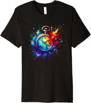 Splash Art Vintage Pocket Watch Chain Retro Premium T-Shirt