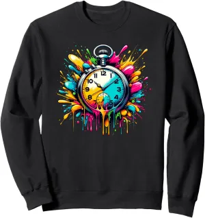 Splash Art Vintage Pocket Watch Chain Retro Sweatshirt
