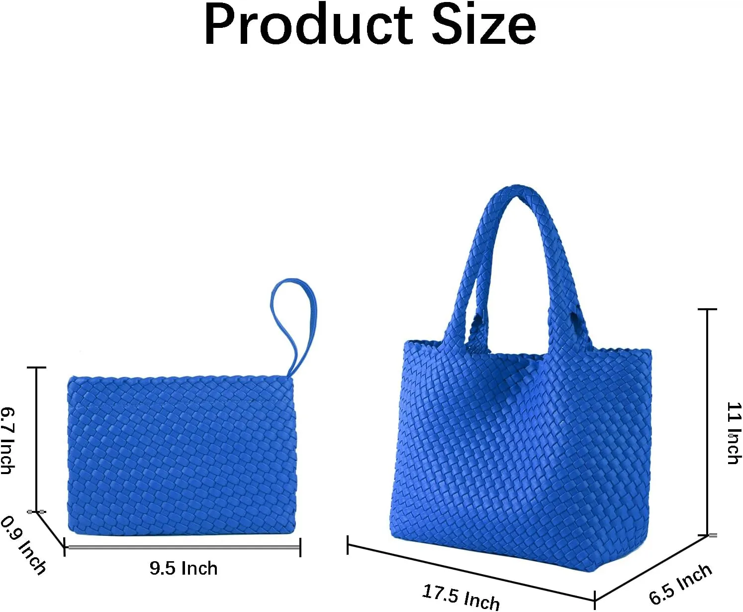 SporGenius Woven Tote Bag for Women, Vegan Leather Beach Bags with Small Purse, Large Travel Top Handle Handbags