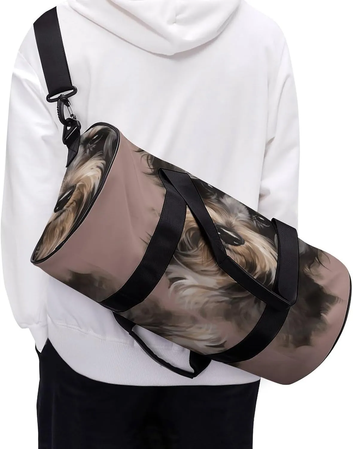 Sport Gym Bag for Women Men,A Dog Cylindrical Travel Duffel Bag with Adjustable Straps for Travel, Sports, Workout