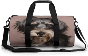 Sport Gym Bag for Women Men,A Dog Cylindrical Travel Duffel Bag with Adjustable Straps for Travel, Sports, Workout