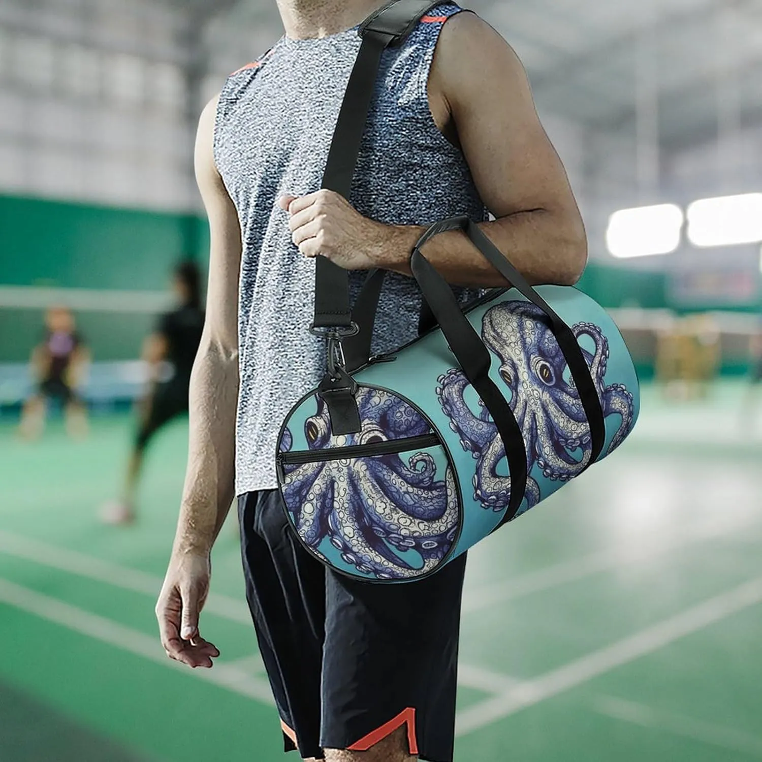 Sport Gym Bag for Women Men,Owl Cylindrical Travel Duffel Bag with Adjustable Straps for Travel, Sports, Workout