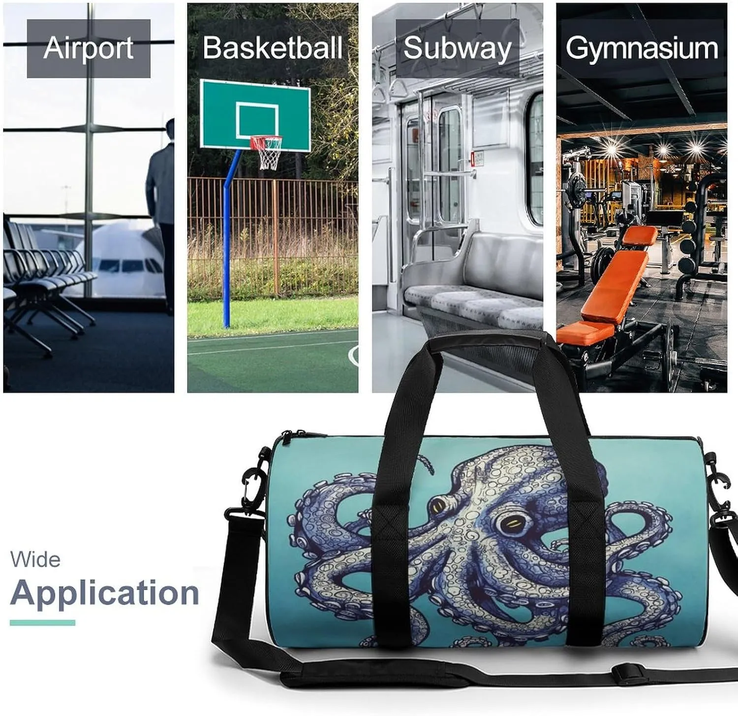 Sport Gym Bag for Women Men,Owl Cylindrical Travel Duffel Bag with Adjustable Straps for Travel, Sports, Workout