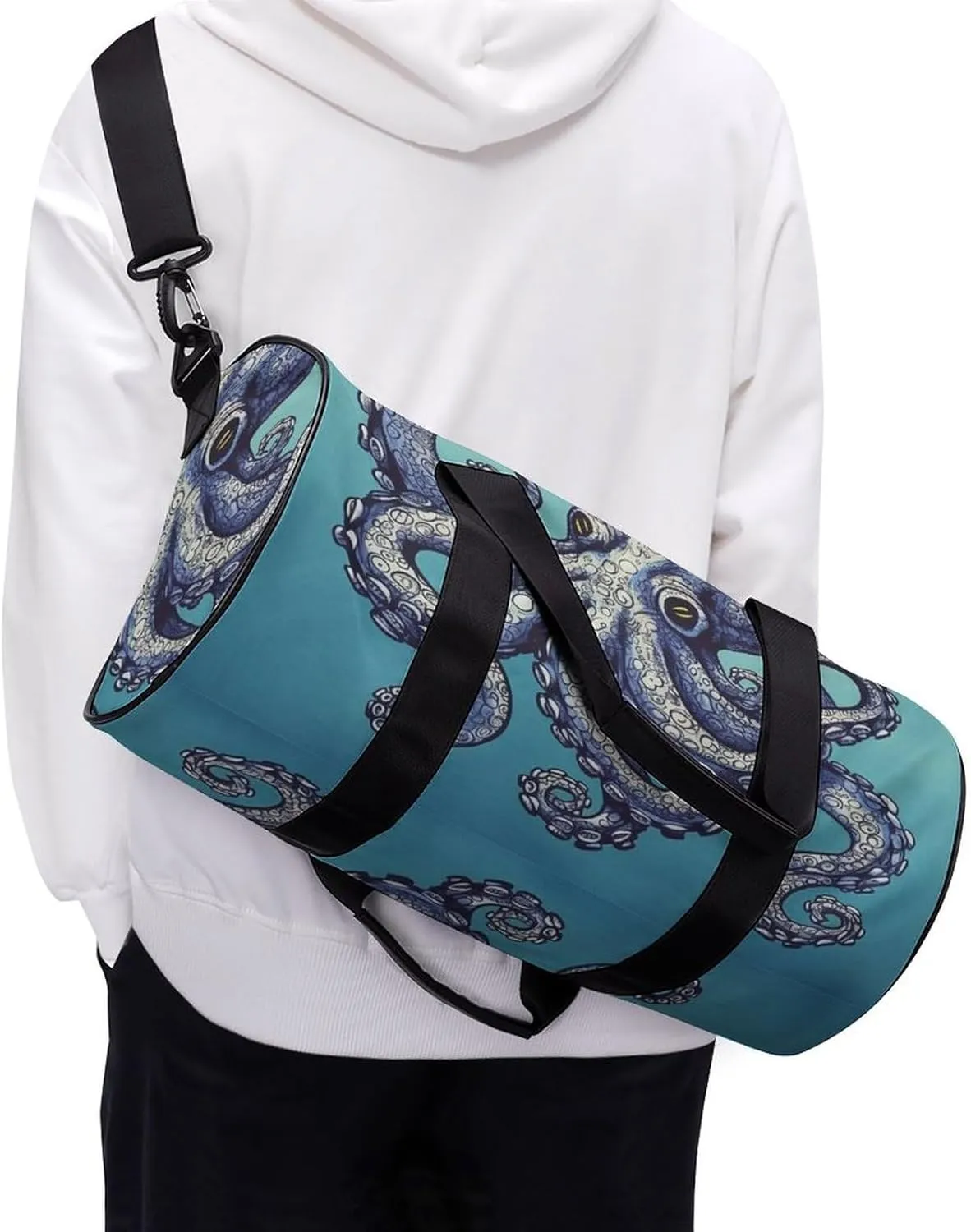 Sport Gym Bag for Women Men,Owl Cylindrical Travel Duffel Bag with Adjustable Straps for Travel, Sports, Workout