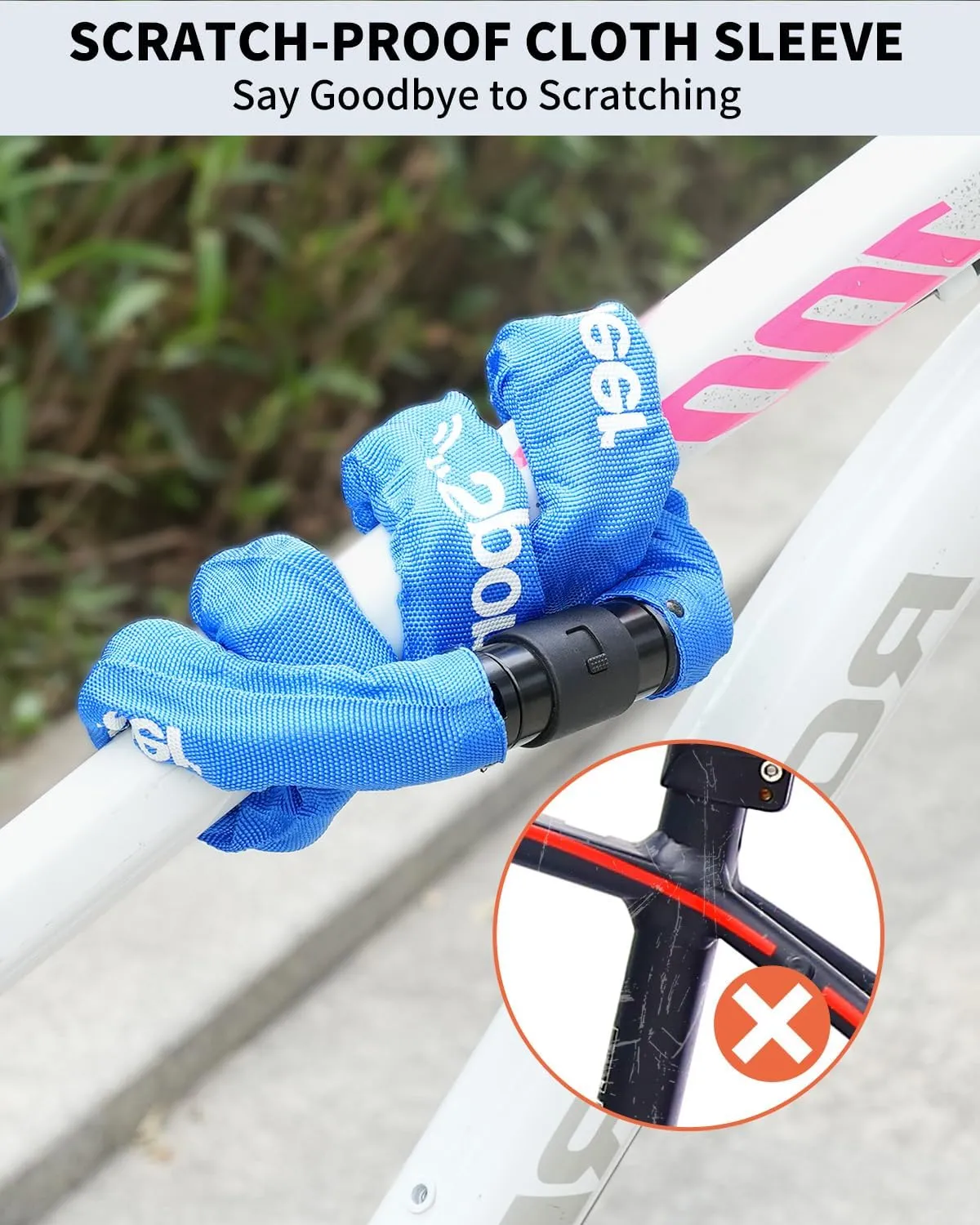 Sportneer Bike Lock: 8mm Thick High Security Anti Theft Bike Chain Lock with 2 Keys- 3.2/4ft Long Heavy Duty Anti-Cut Bicycle Lock for Bike, Motorcycle, Bicycle, Door, Gate, Fence, Grill