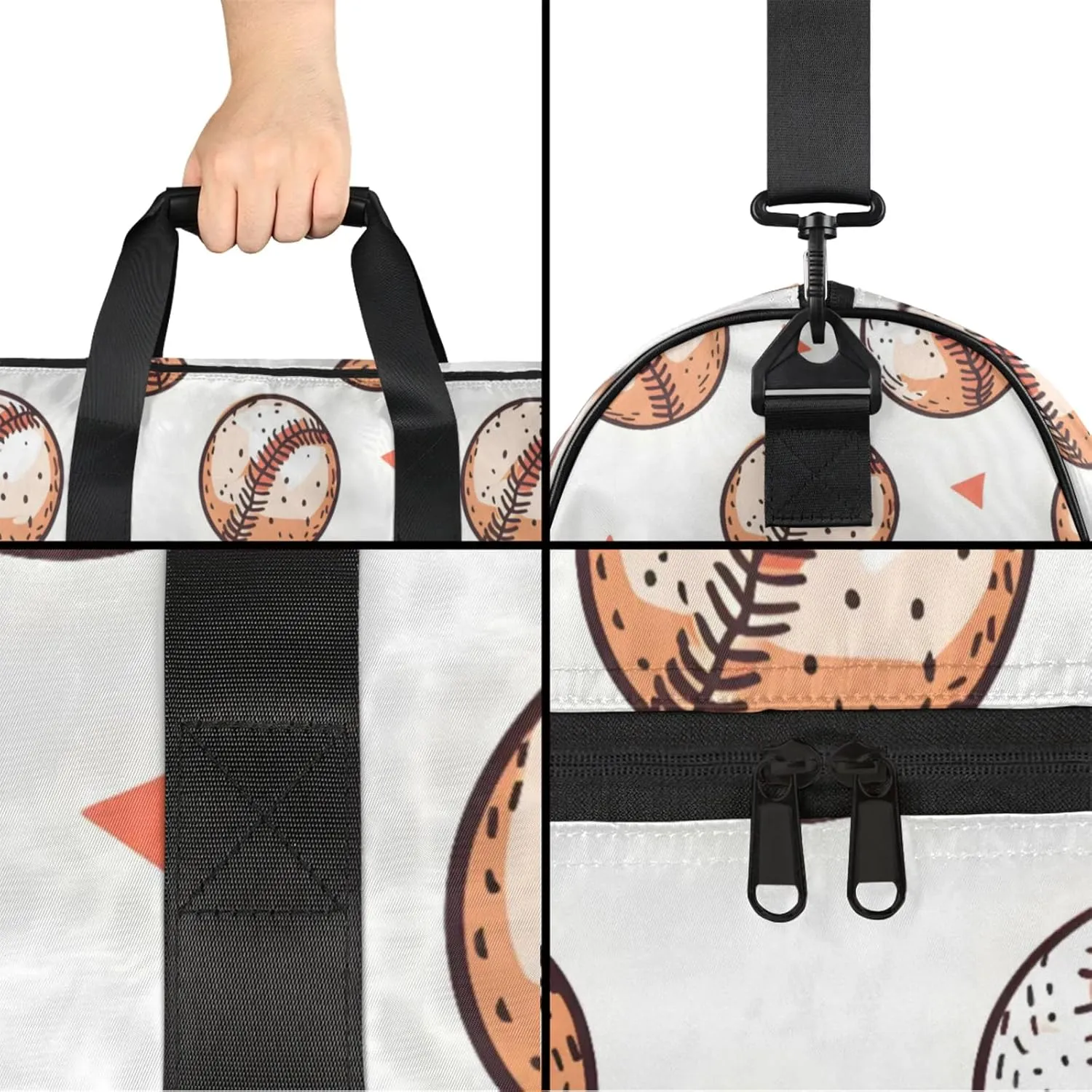 Sports 43L Gym Duffle Bag for men with Shoe Compartment, Baseball Overnight Weekender Bag for Women with Shoulder Strap, Ideal for Travel, Gym, Sports