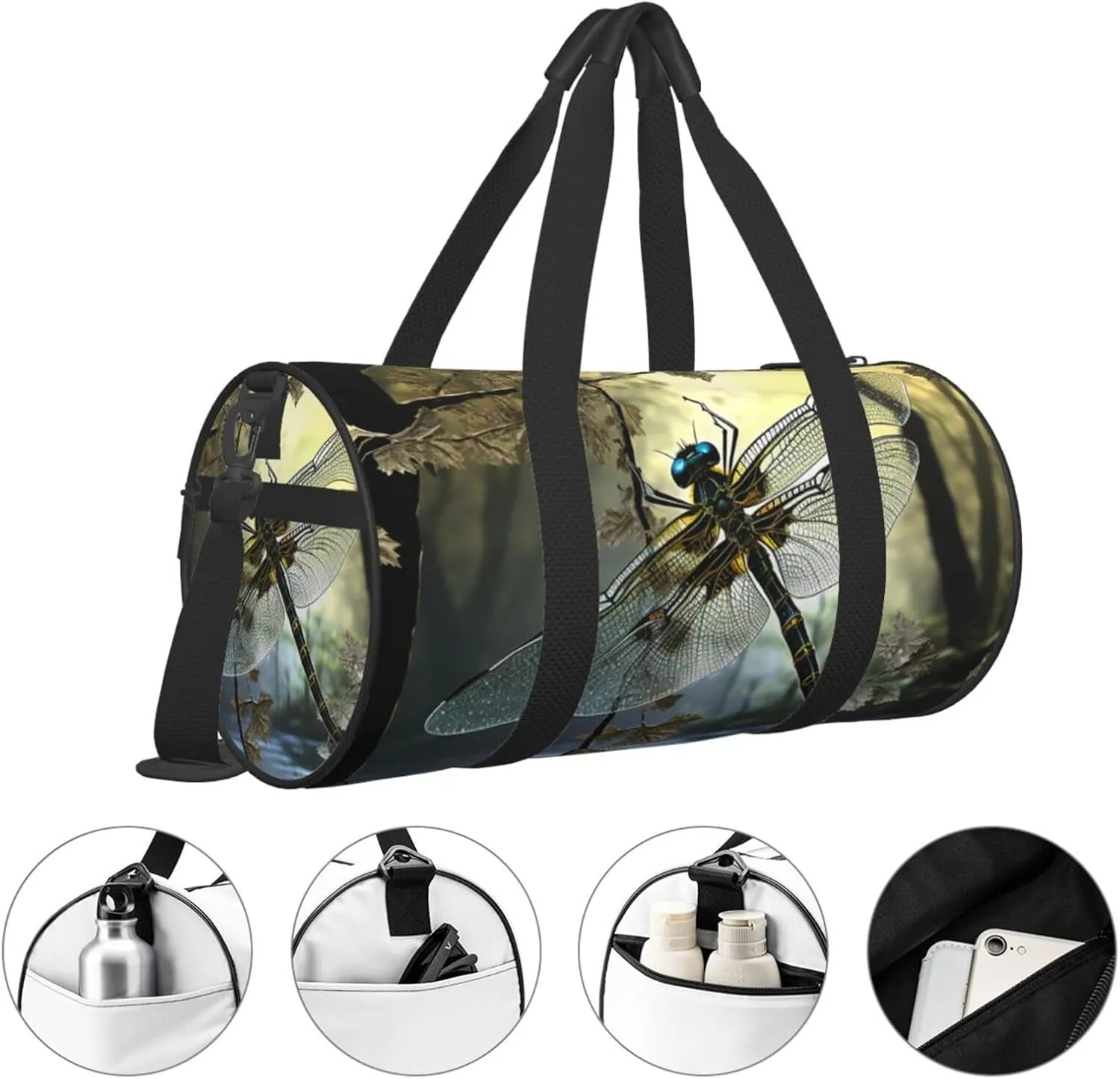 Sports Gym Bag for Women Men Travel Duffel Bag Tote Weekender Bag Carry on Overnight Bag for Travel Swimming Fitness Workout Sports Dragonflies Duffle Bag