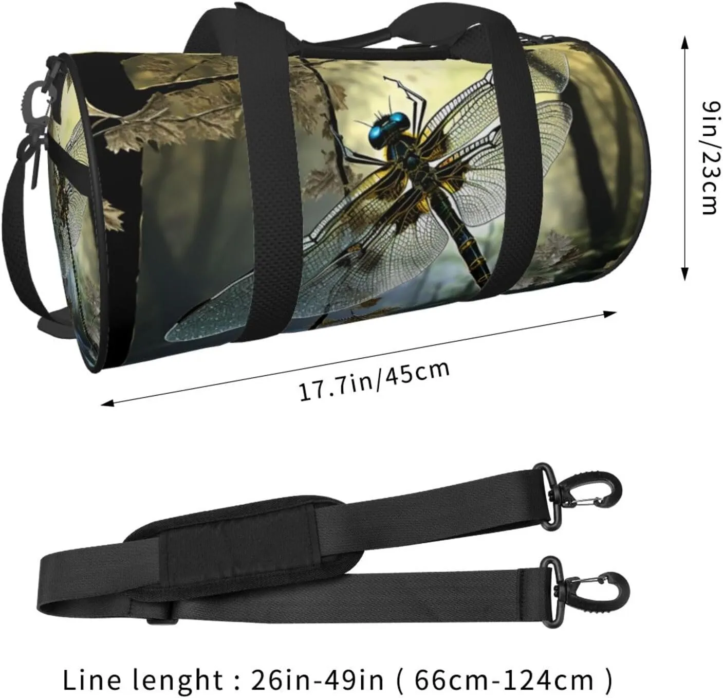 Sports Gym Bag for Women Men Travel Duffel Bag Tote Weekender Bag Carry on Overnight Bag for Travel Swimming Fitness Workout Sports Dragonflies Duffle Bag