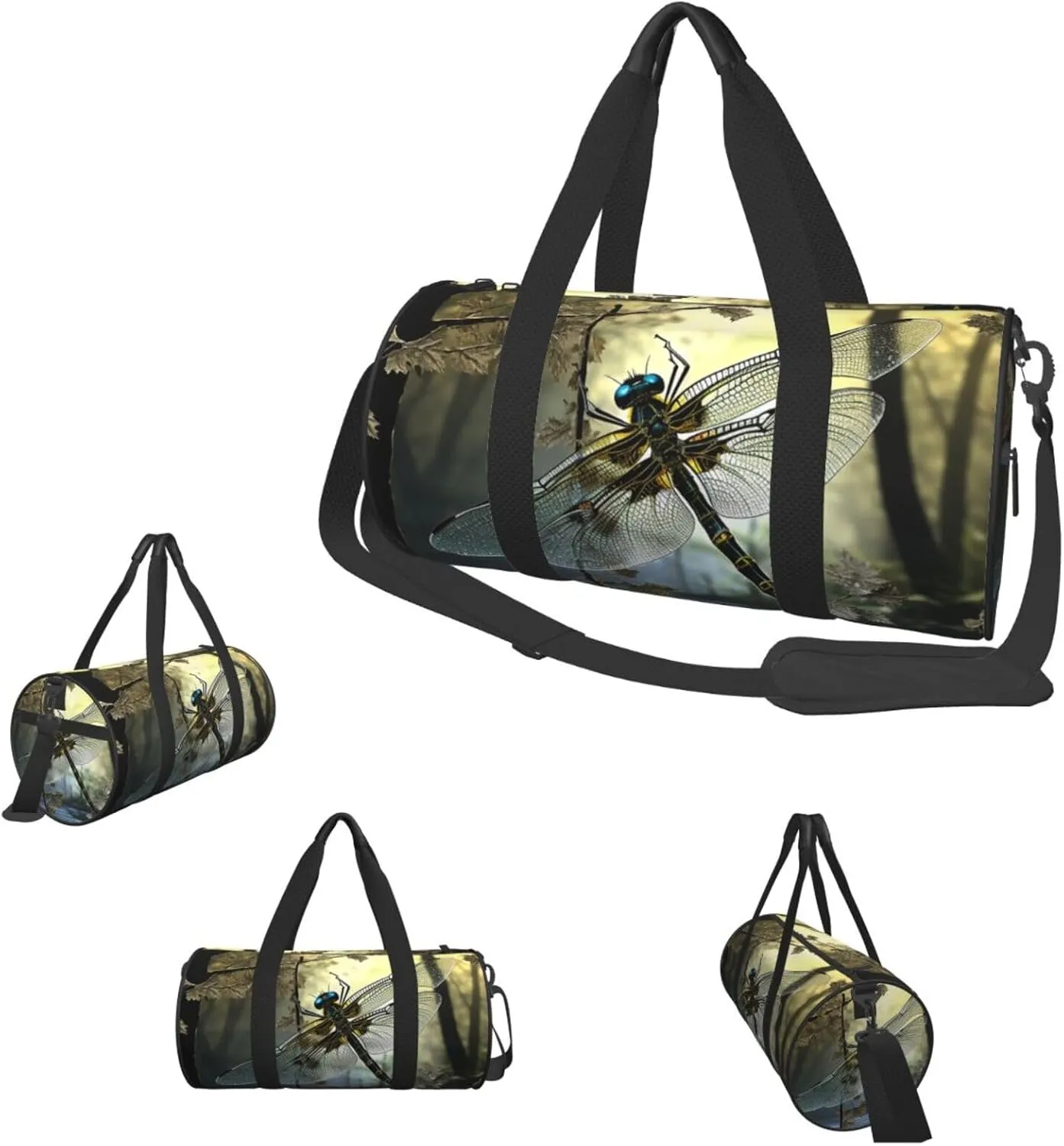Sports Gym Bag for Women Men Travel Duffel Bag Tote Weekender Bag Carry on Overnight Bag for Travel Swimming Fitness Workout Sports Dragonflies Duffle Bag
