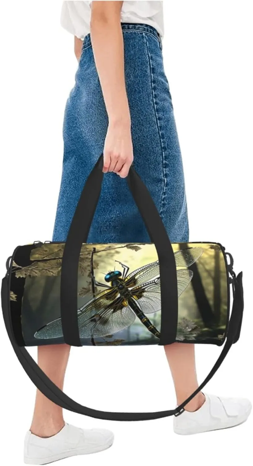 Sports Gym Bag for Women Men Travel Duffel Bag Tote Weekender Bag Carry on Overnight Bag for Travel Swimming Fitness Workout Sports Dragonflies Duffle Bag