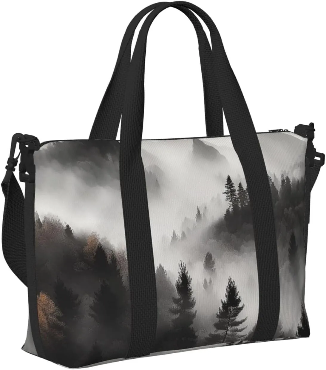 Sports Gym Bag for Women Men Travel Duffel Bag Tote Weekender Bag Carry on Overnight Bag for Travel Swimming Fitness Workout Sports Foggy Mountains Forest Duffle Bag