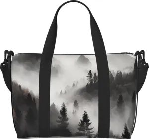 Sports Gym Bag for Women Men Travel Duffel Bag Tote Weekender Bag Carry on Overnight Bag for Travel Swimming Fitness Workout Sports Foggy Mountains Forest Duffle Bag