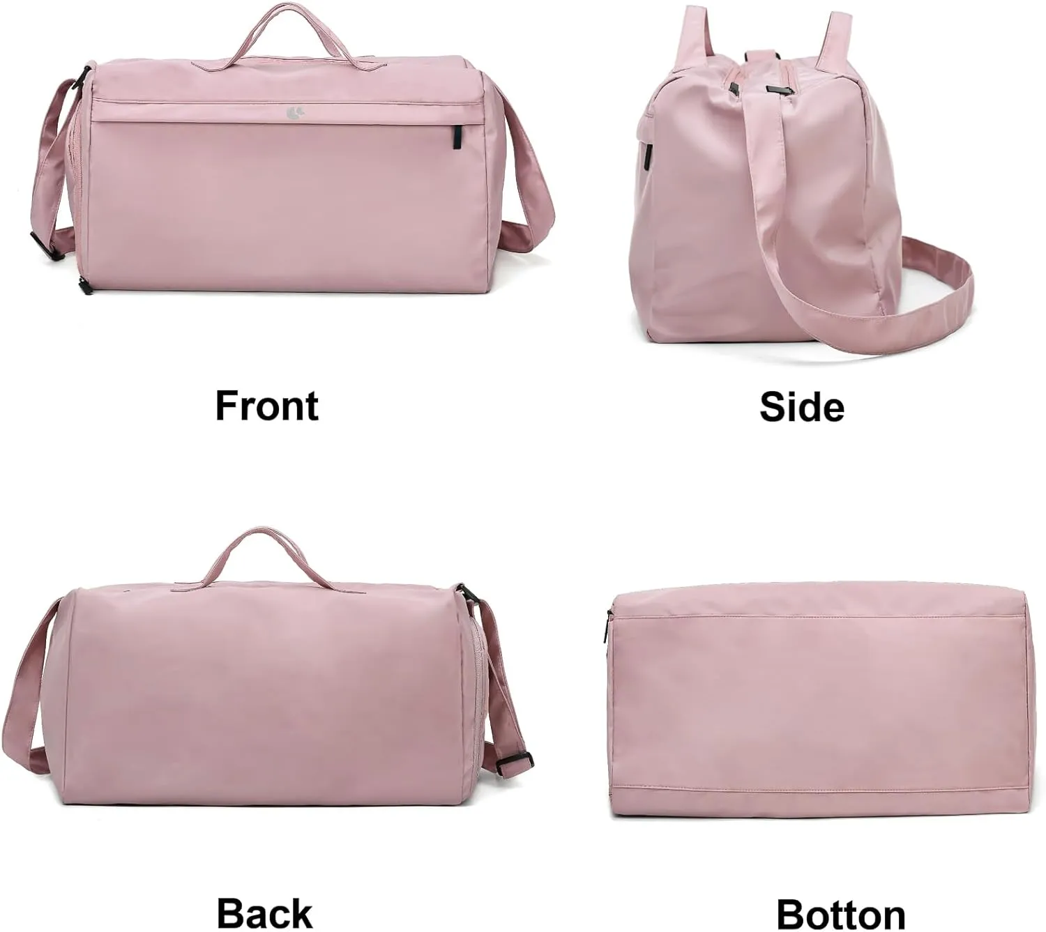 Sports Gym Bag for Women, Travel Workout Duffel Overnight Shoulder Bags with Shoes Compartment and Wet Pocket Lightweight Weekend Waterproof Pink