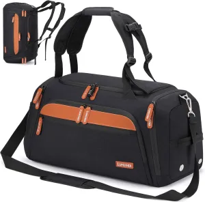 Sports Gym Bag with Wet Pocket & Shoes Compartment, Travel Duffel Bag for Men (Black)