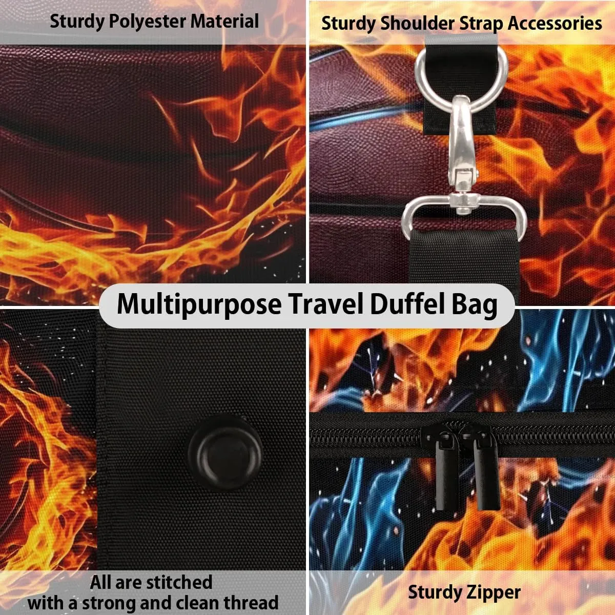 Sports Theme Basketball Travel Duffel Bag for Women Men Waterproof Foldable Overnight Weekender Bag Large Capacity Sports Gym Bag
