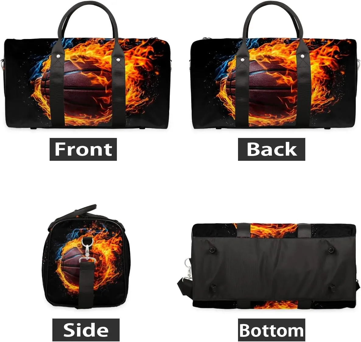 Sports Theme Basketball Travel Duffel Bag for Women Men Waterproof Foldable Overnight Weekender Bag Large Capacity Sports Gym Bag