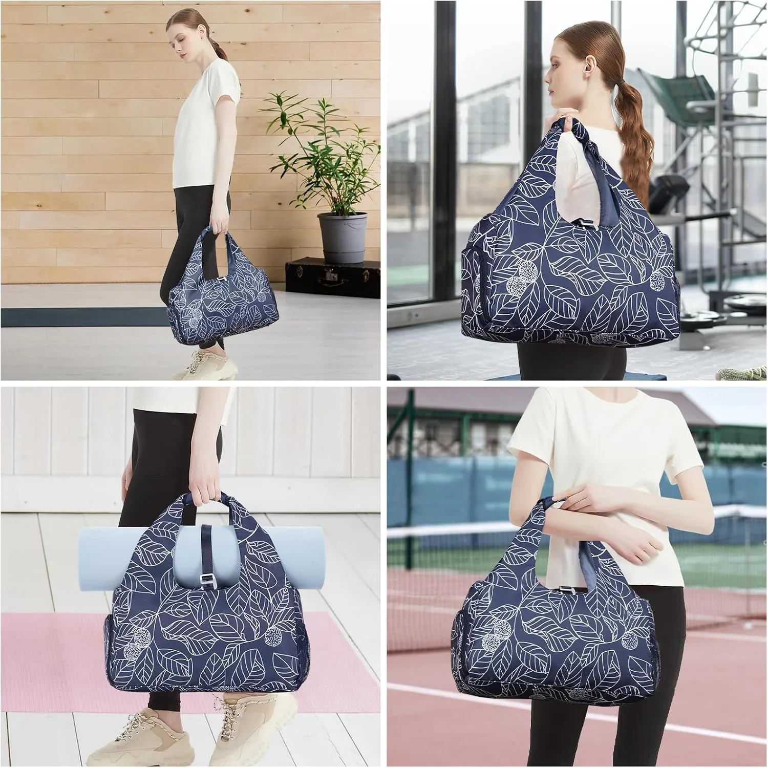 sportsnew Yoga Gym Bags for Women with Shoes Compartment & Wet Dry Storage Pockets & Adjustable Yoga Mat Holder, Patent Pending