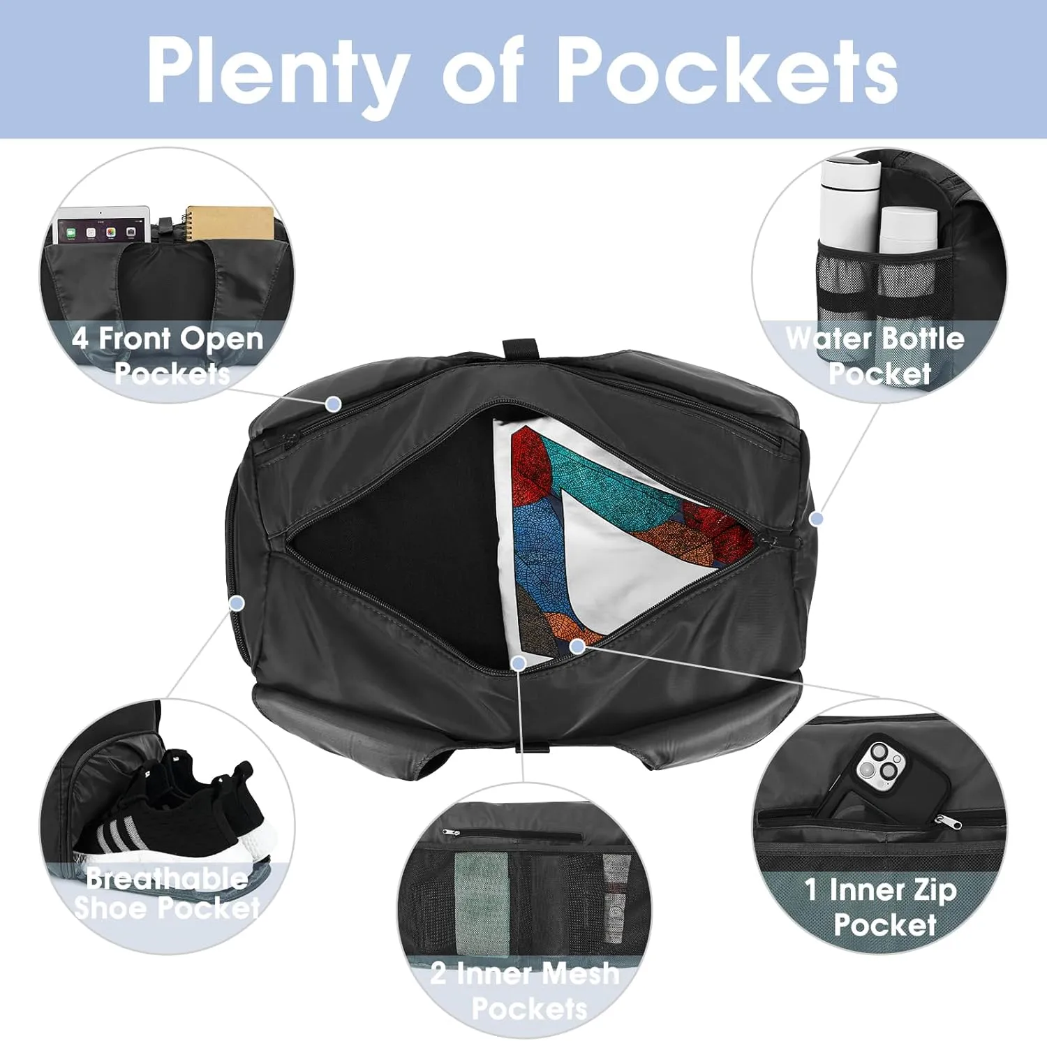 sportsnew Yoga Gym Bags for Women with Shoes Compartment & Wet Dry Storage Pockets & Adjustable Yoga Mat Holder, Patent Pending