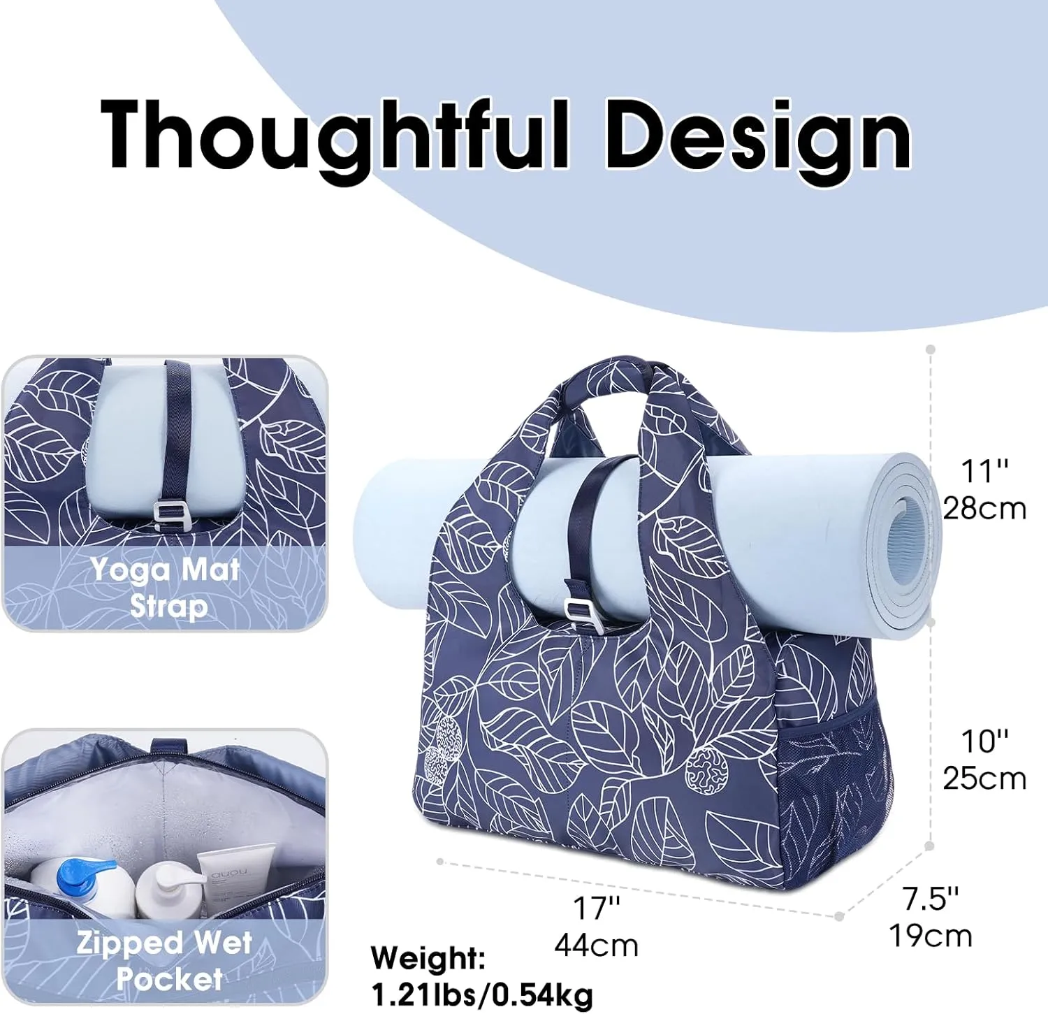 sportsnew Yoga Gym Bags for Women with Shoes Compartment & Wet Dry Storage Pockets & Adjustable Yoga Mat Holder, Patent Pending