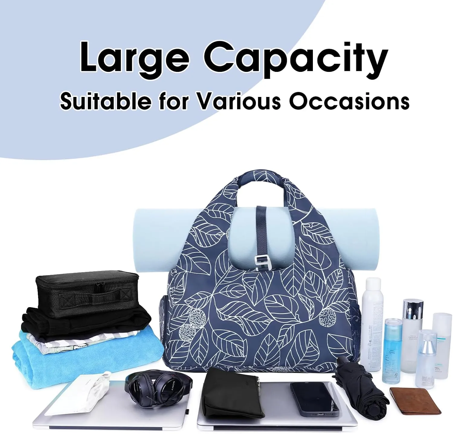 sportsnew Yoga Gym Bags for Women with Shoes Compartment & Wet Dry Storage Pockets & Adjustable Yoga Mat Holder, Patent Pending