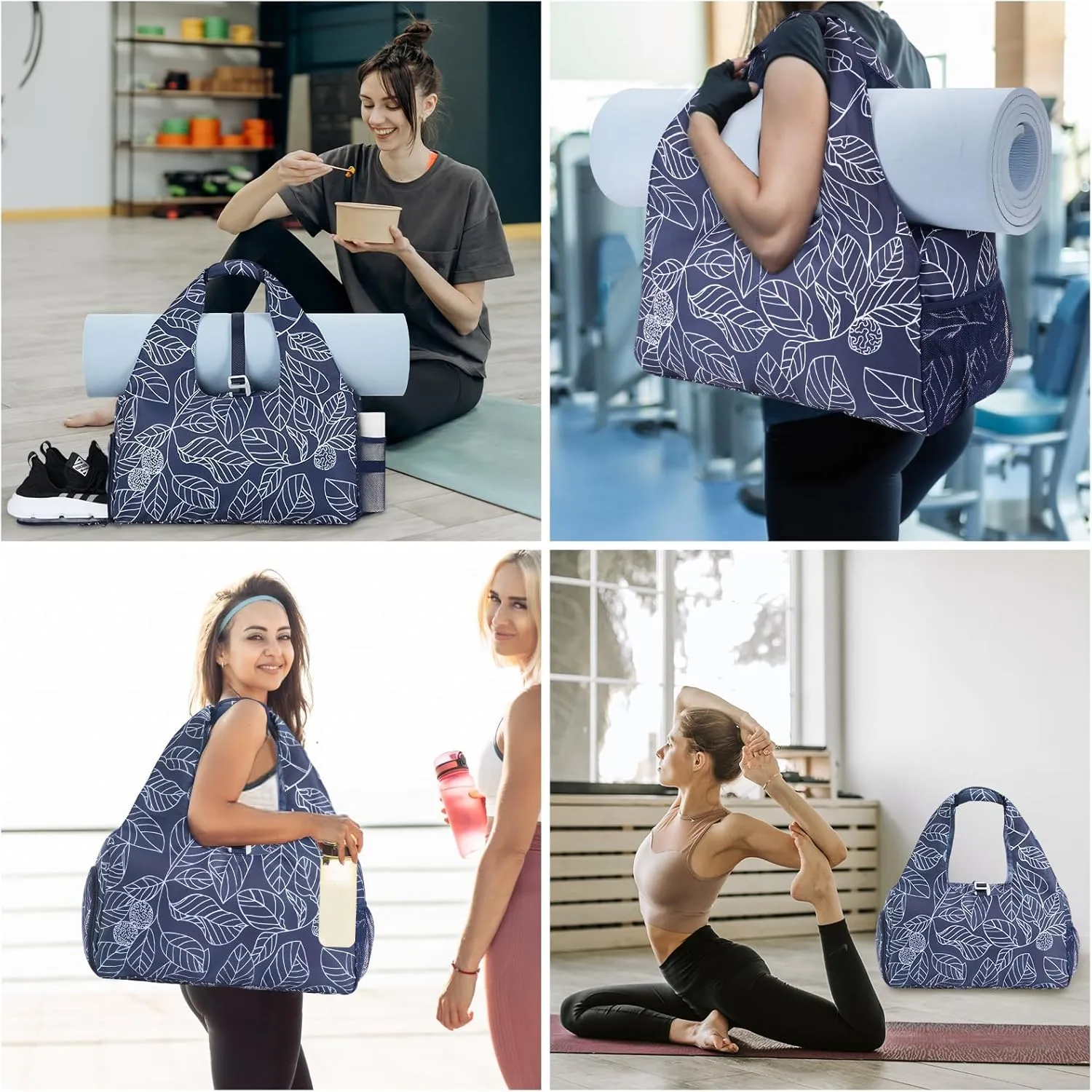 sportsnew Yoga Gym Bags for Women with Shoes Compartment & Wet Dry Storage Pockets & Adjustable Yoga Mat Holder, Patent Pending