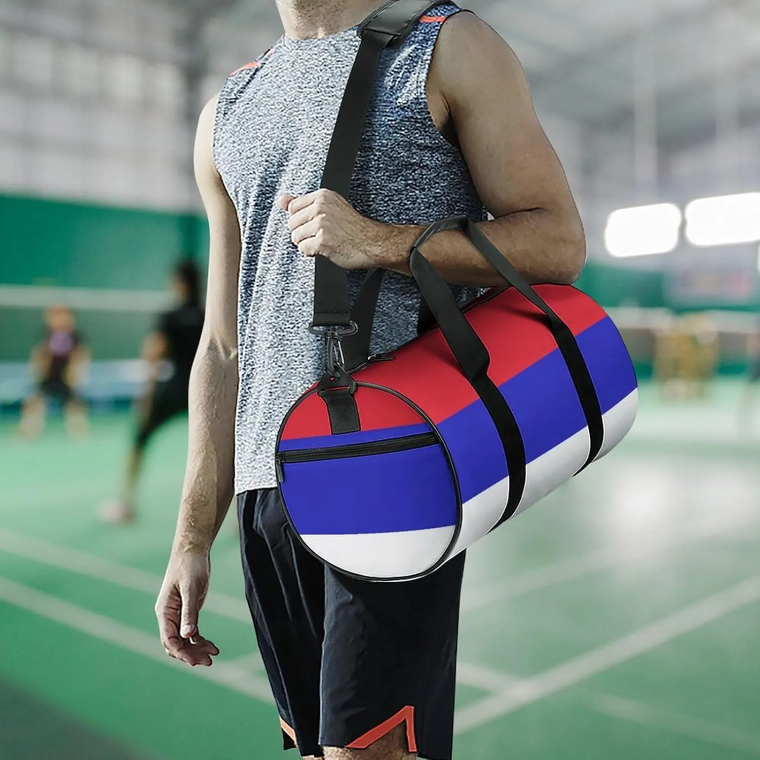 Srpska Flag Waterproof Sports Duffel Bag with Dry Wet Separation for Gym Beach Travel