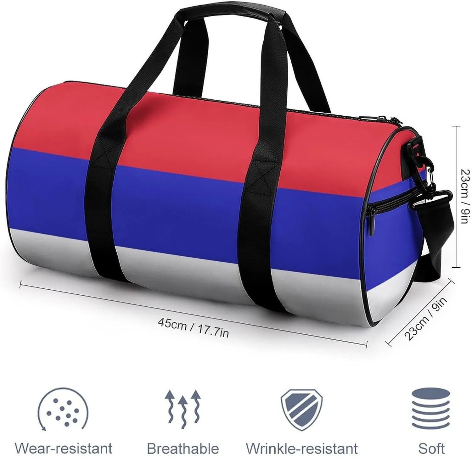 Srpska Flag Waterproof Sports Duffel Bag with Dry Wet Separation for Gym Beach Travel