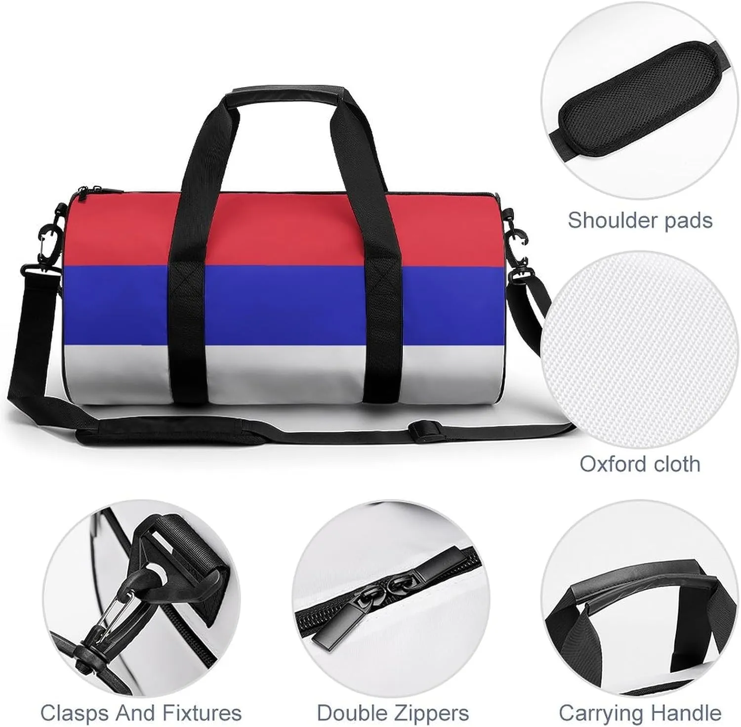 Srpska Flag Waterproof Sports Duffel Bag with Dry Wet Separation for Gym Beach Travel