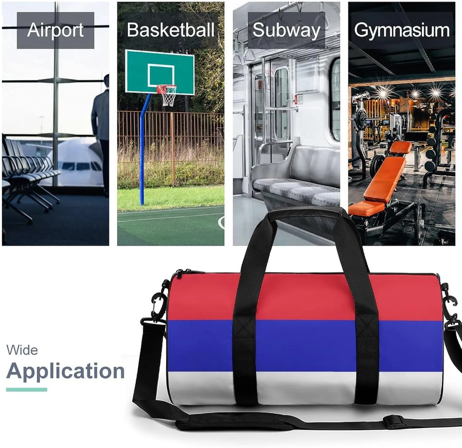 Srpska Flag Waterproof Sports Duffel Bag with Dry Wet Separation for Gym Beach Travel