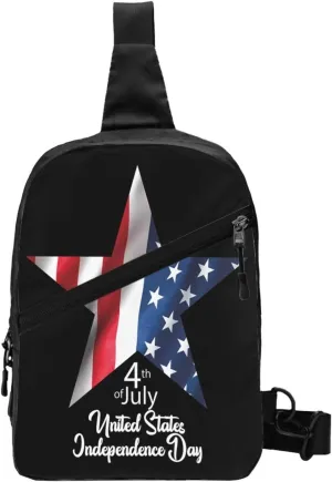 Star American Flag Portable Sling Bags Packable Crossbody Bag Foldable Sport Daypack Reusable Shoulder Backpack Diagonally Chest Bag for Workout Travel