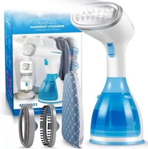 Steamer for Clothes 15s Heat Up Handheld Garment Steamer with Ironing Glove, Fabric & Lint Brush, Portable Travel Clothes Steamer with 3 Steam Modes, Fabric Wrinkle Remover with Detachable Water Tank