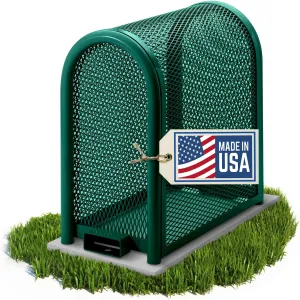 Steel Protection Backflow Preventer Security Cage for Outside - Small - Green - Guardian Enclosures - Dimensions, Wet Installation (Anchors for Pouring Concrete)