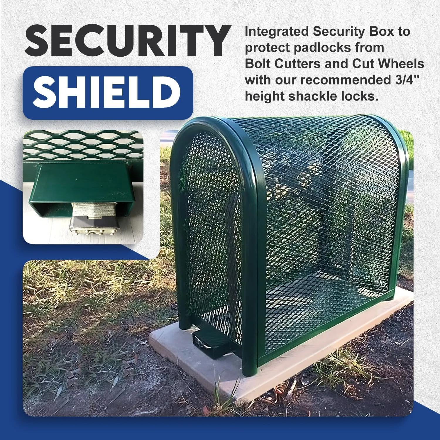 Steel Protection Backflow Preventer Security Cage for Outside - Small - Green - Guardian Enclosures - Dimensions, Wet Installation (Anchors for Pouring Concrete)