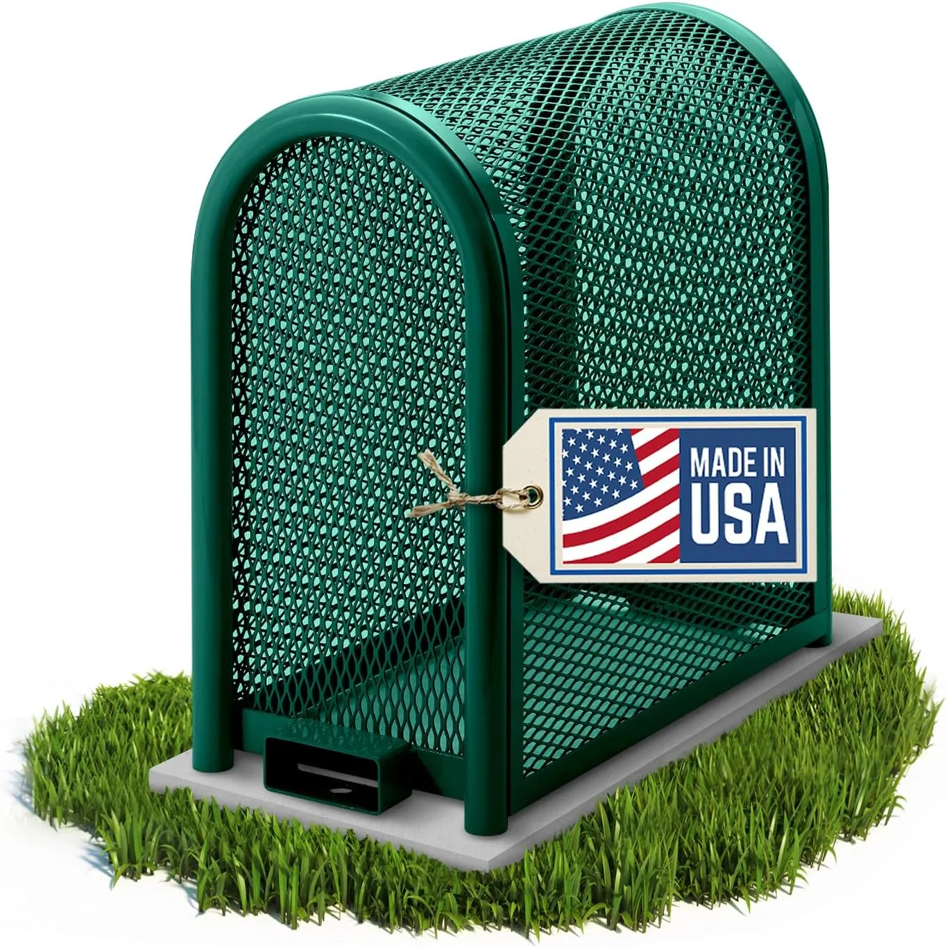 Steel Protection Backflow Preventer Security Cage for Outside - Small - Green - Guardian Enclosures - Dimensions, Wet Installation (Anchors for Pouring Concrete)