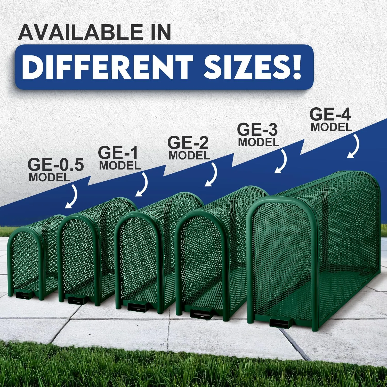 Steel Protection Backflow Preventer Security Cage for Outside - Small - Green - Guardian Enclosures - Dimensions, Wet Installation (Anchors for Pouring Concrete)
