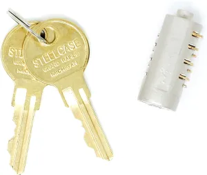 Steelcase FR352 Lock Core Kit with 2 Keys - Brushed Chrome