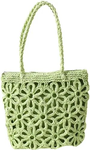 Straw Woven Handbags for Women Hollow Shoulder Bag Large Flower Tote Purse Designer Top Handle Bag Beach Summer