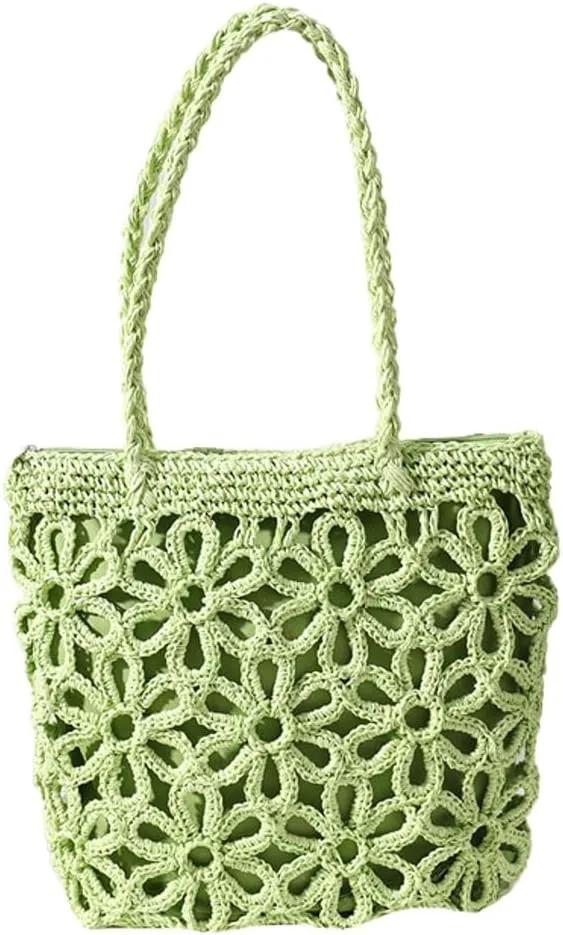 Straw Woven Handbags for Women Hollow Shoulder Bag Large Flower Tote Purse Designer Top Handle Bag Beach Summer