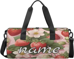 Strawberry Flowers Personalized Dance Bags, Strawberry Flowers Custom Sport Duffel Bag Travel Duffle Bag Overnight Weekender Bag