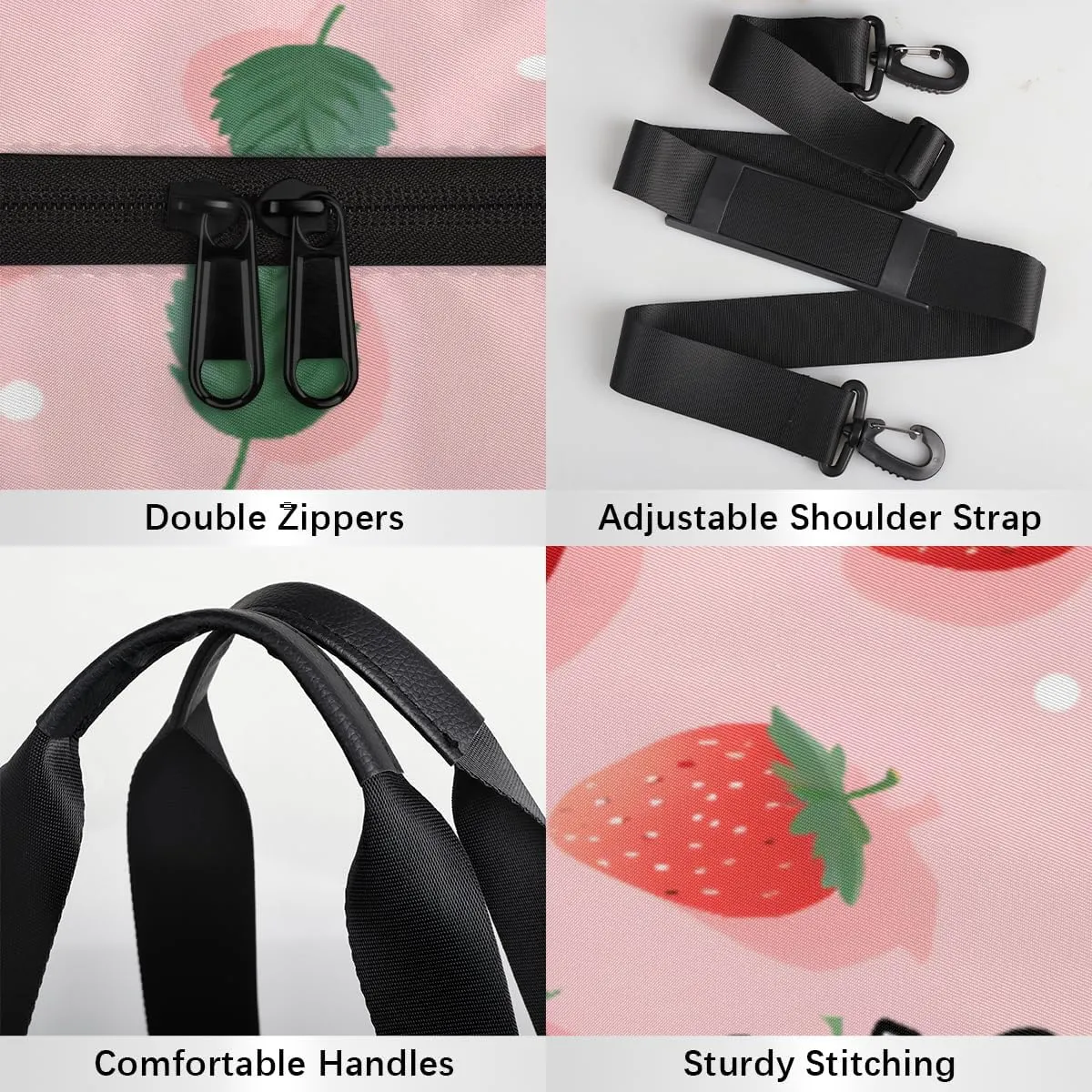 Strawberry Leaves Personalized Dance Bags, Strawberry Leaves Custom Sport Duffel Bag Travel Duffle Bag Overnight Weekender Bag
