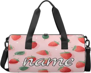 Strawberry Leaves Personalized Dance Bags, Strawberry Leaves Custom Sport Duffel Bag Travel Duffle Bag Overnight Weekender Bag