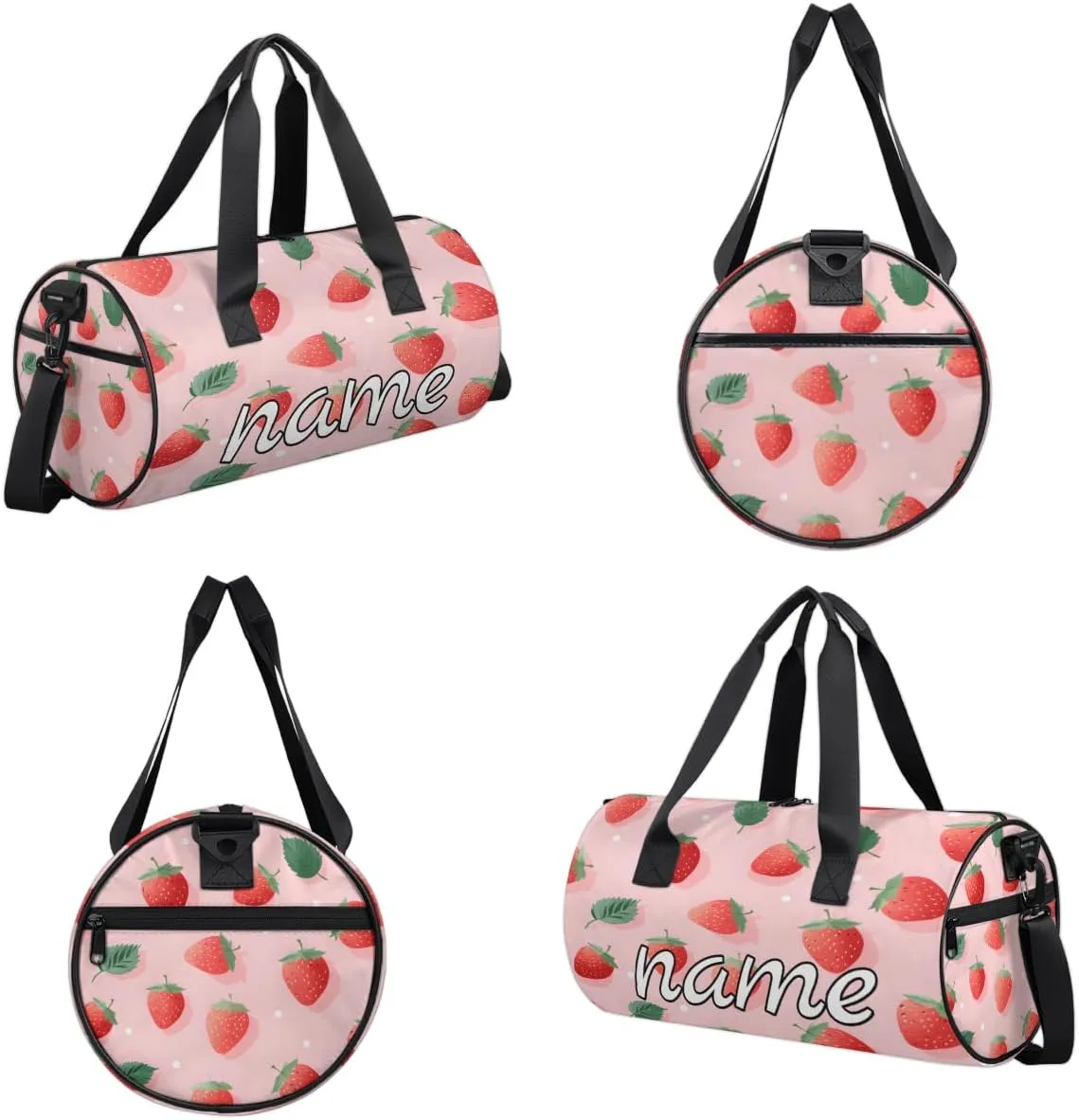 Strawberry Leaves Personalized Dance Bags, Strawberry Leaves Custom Sport Duffel Bag Travel Duffle Bag Overnight Weekender Bag
