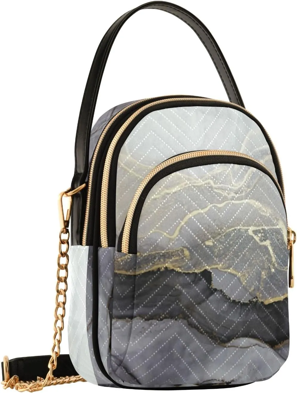 SUABO Crossbody Bag for Women, Black Marble Fluid Abstract Phone Purse Detachable Chain Bag Shoulder Handbag Wallet