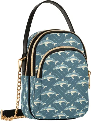 SUABO Crossbody Bag for Women, Blue Cute Whales Phone Purse Detachable Chain Bag Shoulder Handbag Wallet