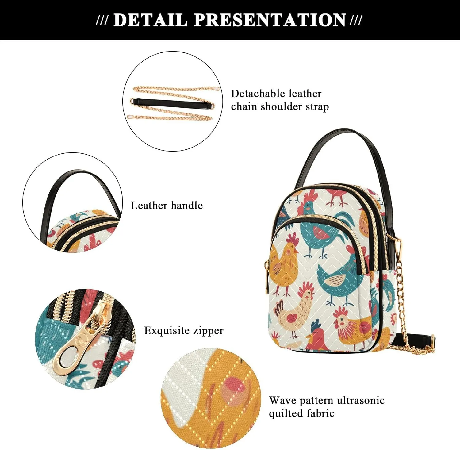 SUABO Crossbody Bag for Women, Cute Phone Purse Detachable Chain Bag Shoulder Handbag Wallet