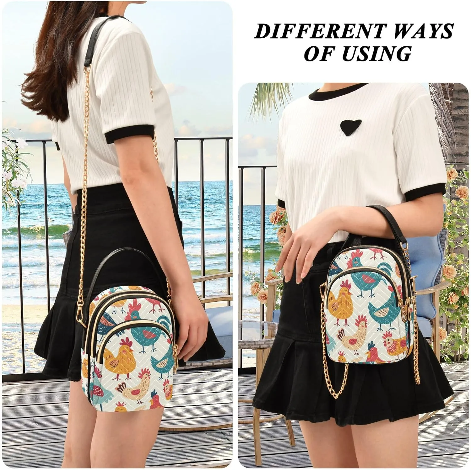 SUABO Crossbody Bag for Women, Cute Phone Purse Detachable Chain Bag Shoulder Handbag Wallet