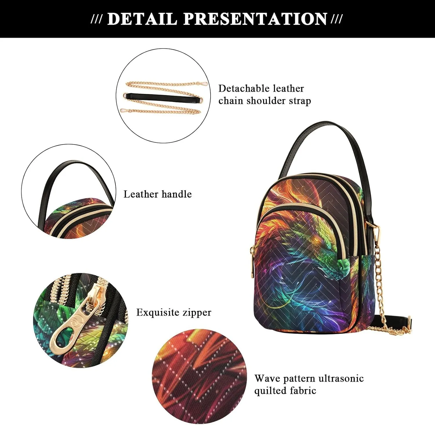 SUABO Crossbody Bag for Women, Cute Phone Purse Detachable Chain Bag Shoulder Handbag Wallet
