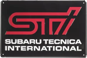 Subaru Genuine STi Logo Recycled 12 x18 Garage Sign Impreza Forester Outback Ascent BRZ Crosstrek Sti WRX Legacy