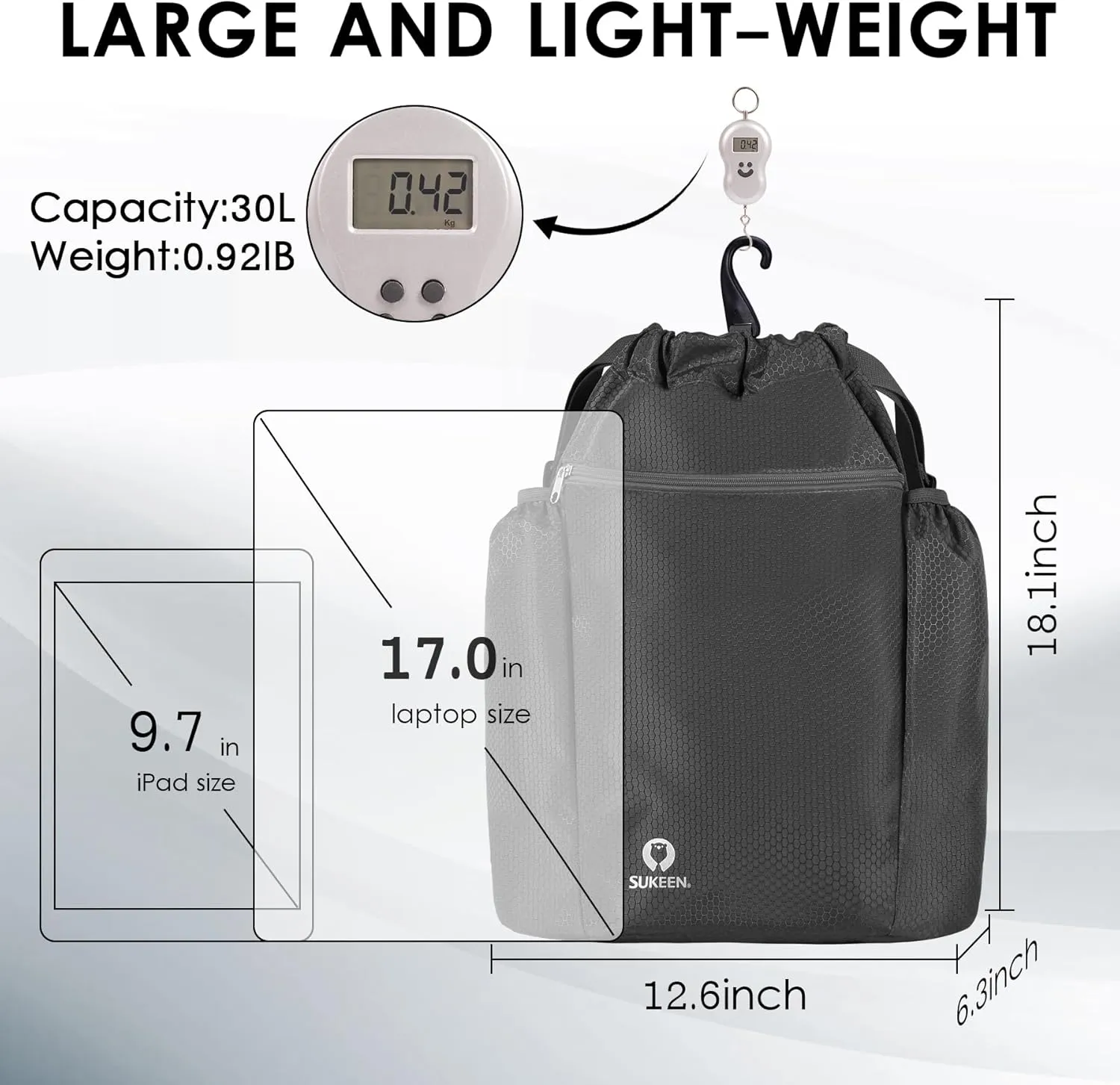 Sukeen Drawstring Backpack Swim Bag Lightweight String Backpack for Beach Pickleball Swimming Pool Gym Workout Gear Sport