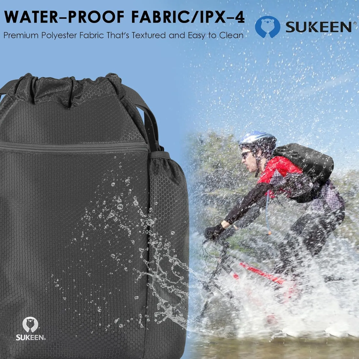 Sukeen Drawstring Backpack Swim Bag Lightweight String Backpack for Beach Pickleball Swimming Pool Gym Workout Gear Sport